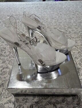ELLIE 6" PEEPTOE CHROME STILETTO HEELS